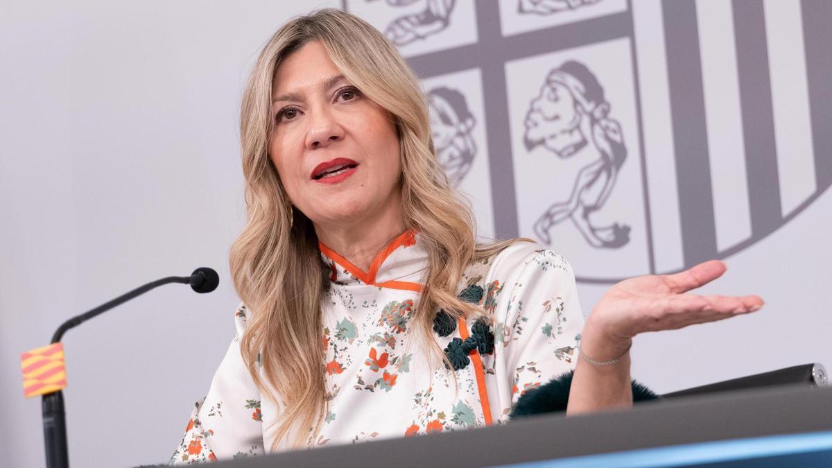 Mar Vaquero, vicepresidenta en funciones de la DGA, este miércoles en rueda de prensa.