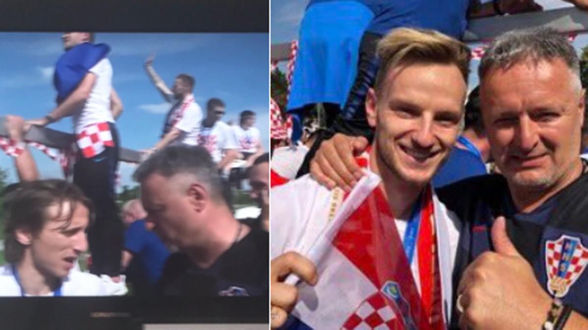 Modric y Rakitic en las fotos con el cantante Marko Perkovic Thompson en las celebraciones de la selección de Croacia Modric y Rakitic en las fotos con el cantante Marko Perkovic Thompson en las celebraciones de la selección de Croacia
