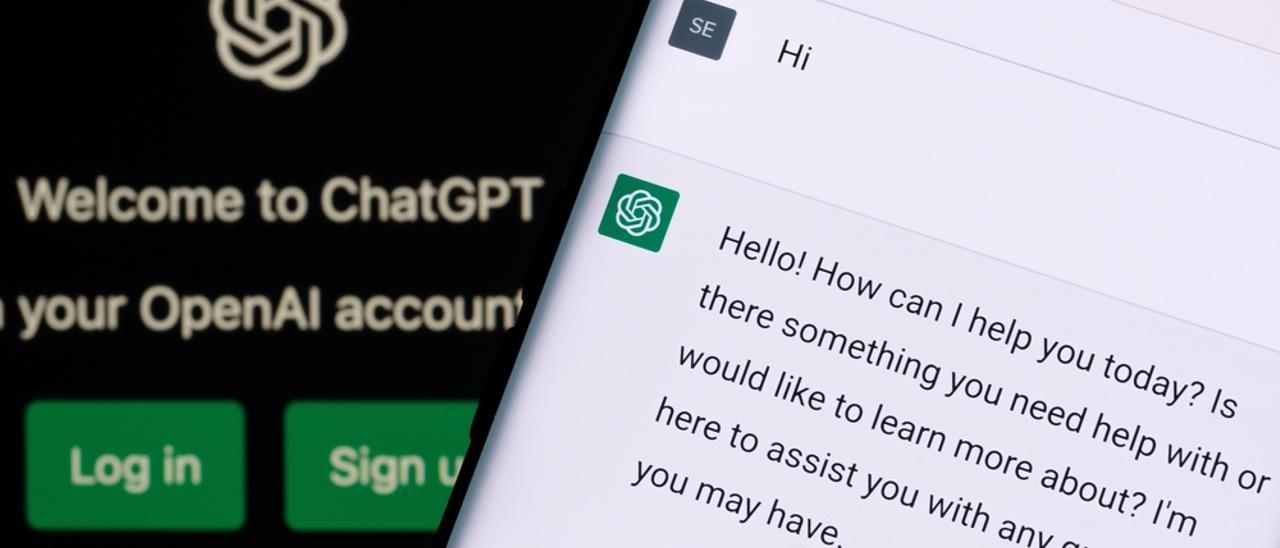 La pantalla de inicio de ChatGPT en un teléfono.