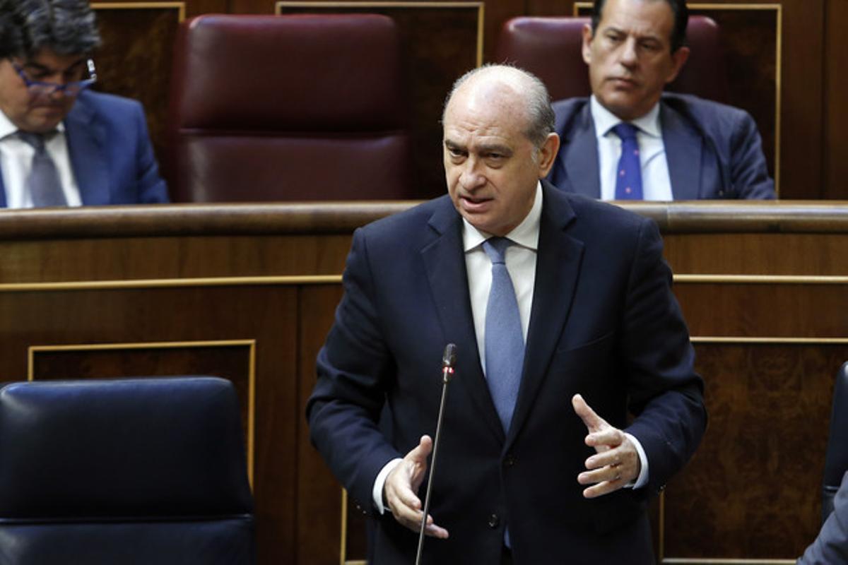 El ministre de l’Interior, Jorge Fernández Díaz, aquest dimarts, en la sessió de control al Govern al Congrés.