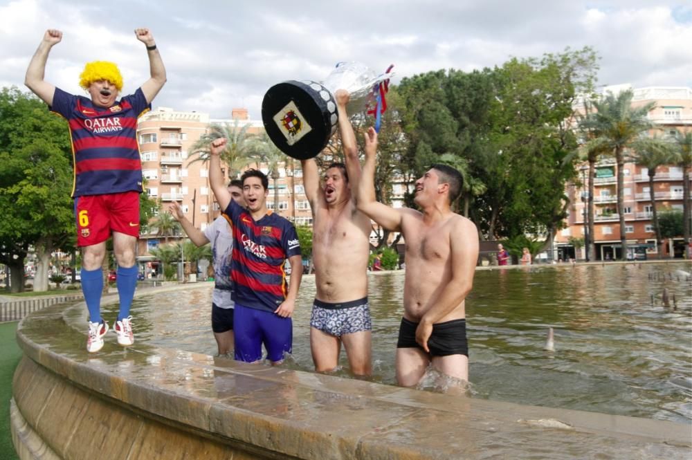 Celebración del título de Liga del Barcelona en Murcia