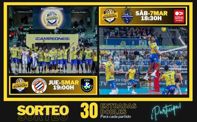 El CV Guaguas afronta una semana clave en el Gran Canaria Arena: duelo europeo ante Montpellier HSC VB y choque de Superliga frente a Conqueridor Valencia.