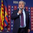 Laporta, durante su discurso en la comida de Navidad del Barça con la prensa
