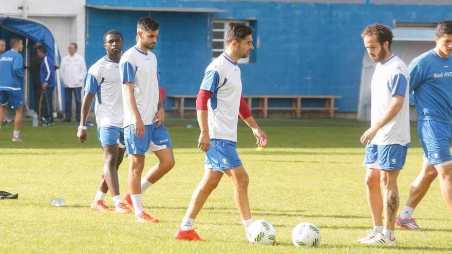 Michael Awaah, Álex García, Jorge Rodríguez y Manu blanco ayer en el Suárez Puerta.