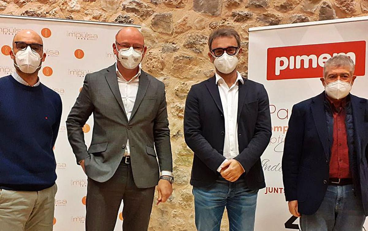 Gustavo de Vicente (PIMEM), Toni Riera (Impulsa), Biel Huguet (AEPIB) y Joan Font (Promoción econòmica y producto local del Consell).