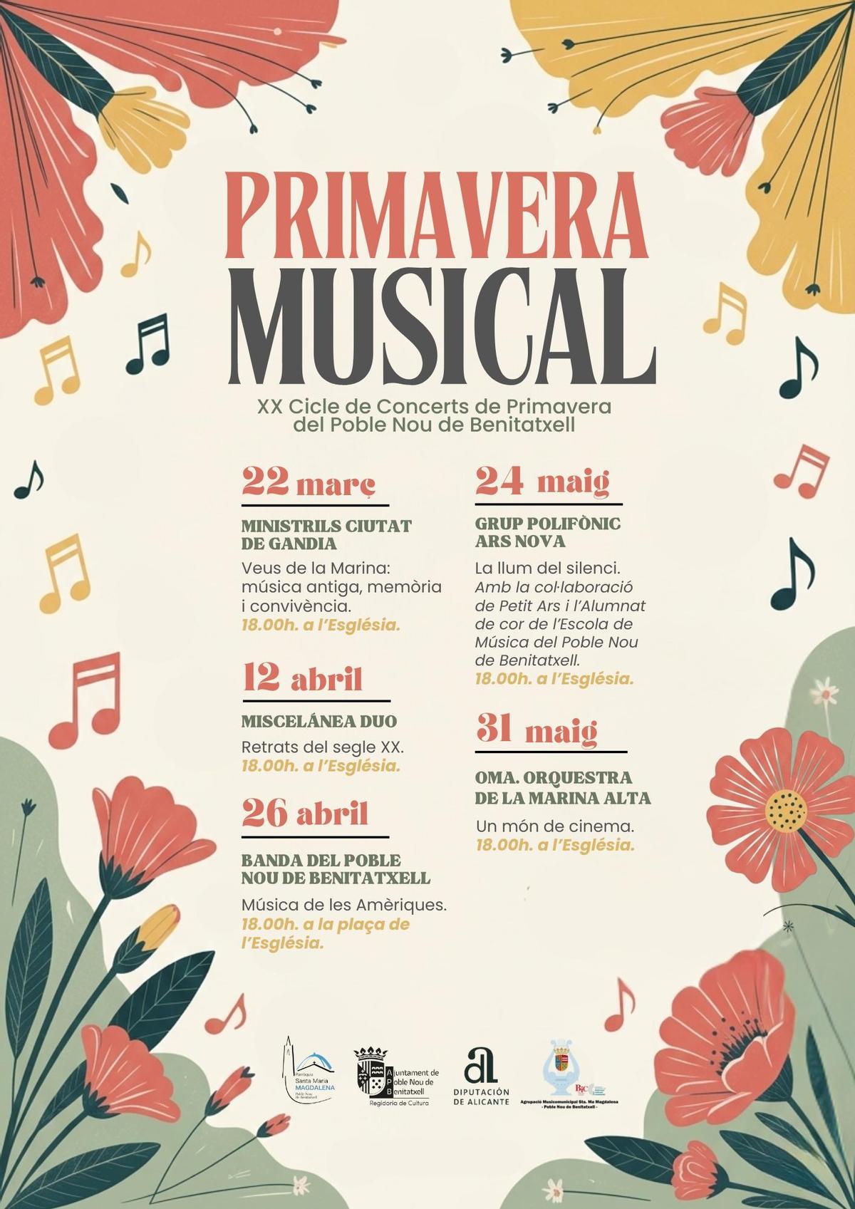 Los conciertos y actos de la Primavera Musical del Poble Nou de Benitatxell
