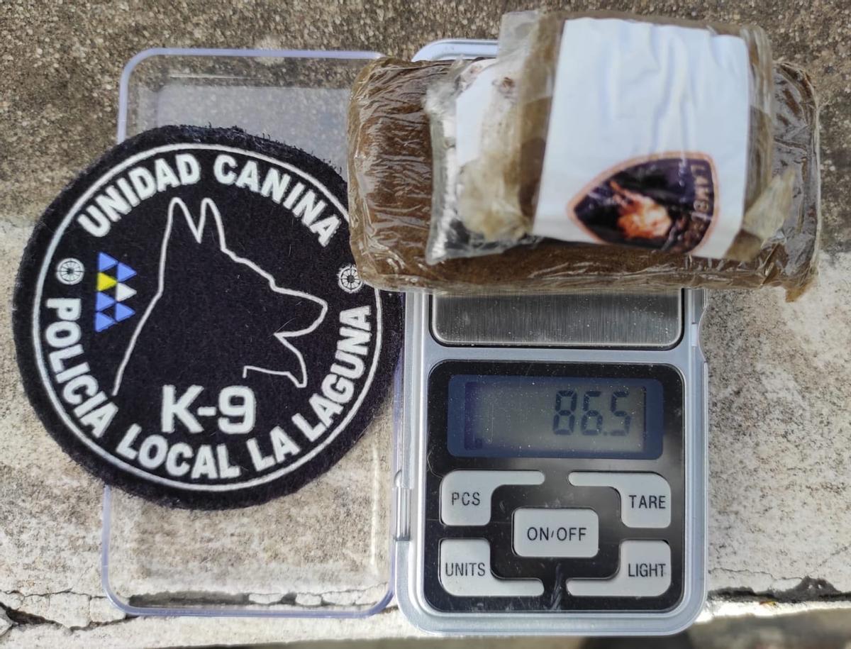 Las piezas de hachís incautadas en La Laguna.