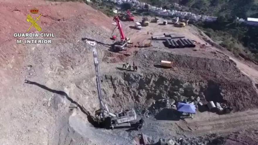 Los trabajos en el Cerro de la Corona, desde el aire