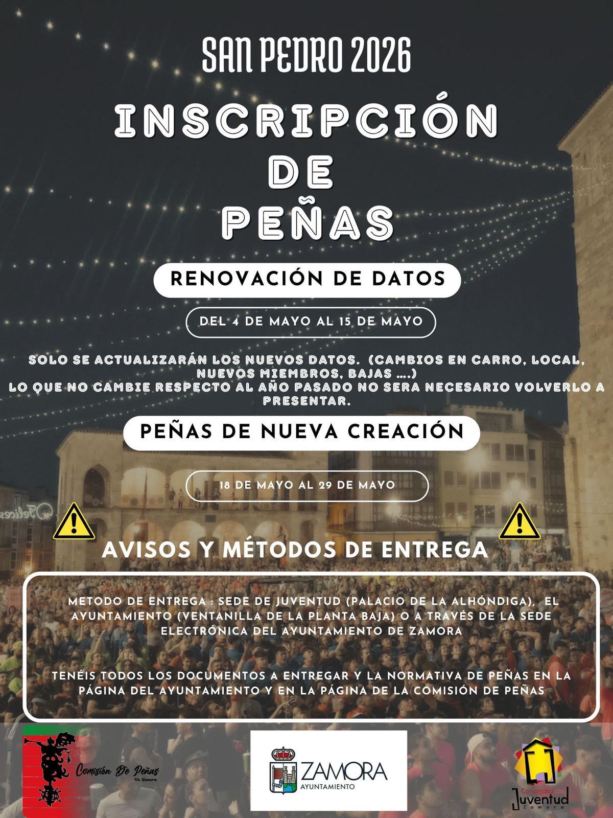 Incripción de peñas San Pedro 2026.