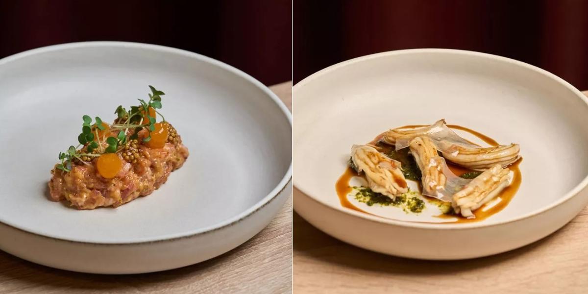 Dos muestras de la cocina de Plëgat.