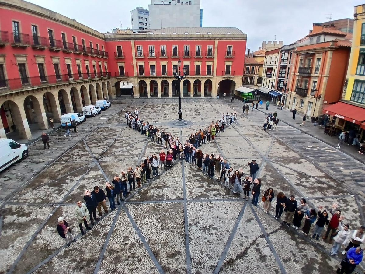 La concentración de esta mañana en la plaza Mayor.