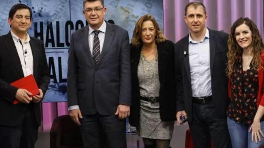 Enric Morera, anoche en LevanteTV con Guillermo López, Amparo Tórtola, Carlos Alós y Lucía Márquez.
