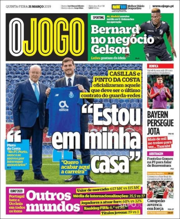 Portada O JOGO jueves 21 de marzo 2019