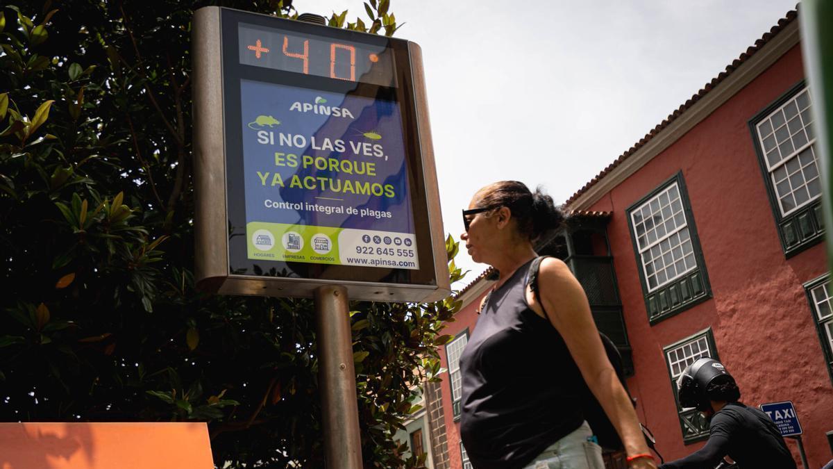 Un termómetro marcando 40 grados en La Laguna.