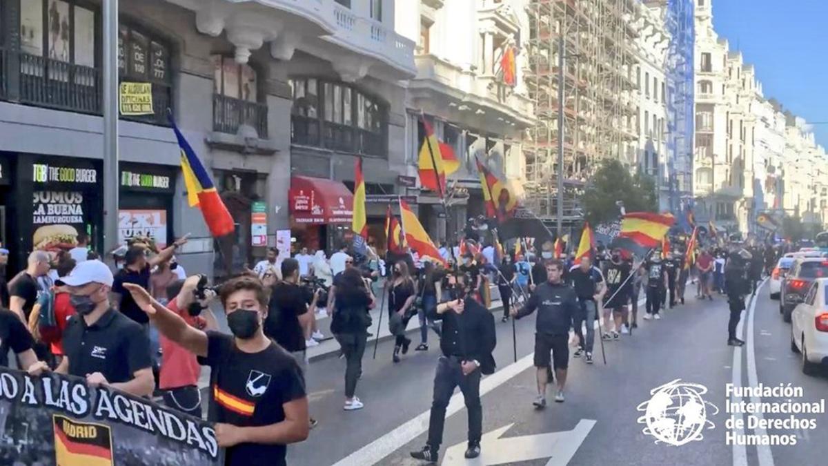 Momento de la manifestación neonazi en Chueca.