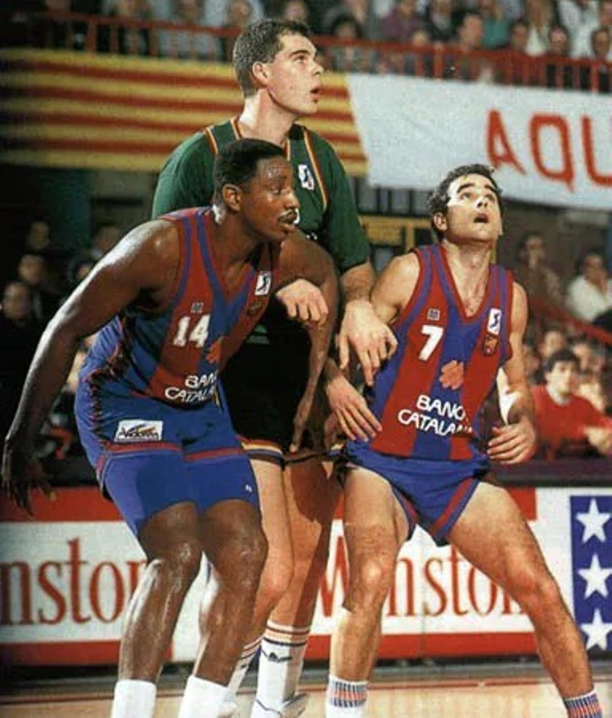 Ferrán Martínez, entre Norris y Solozábal, después de dar el salto al Joventut