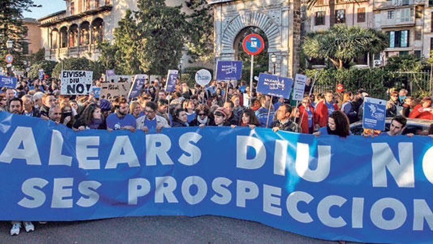 Imagen de la movilización en Balears contra las prospecciones petrolíferas.