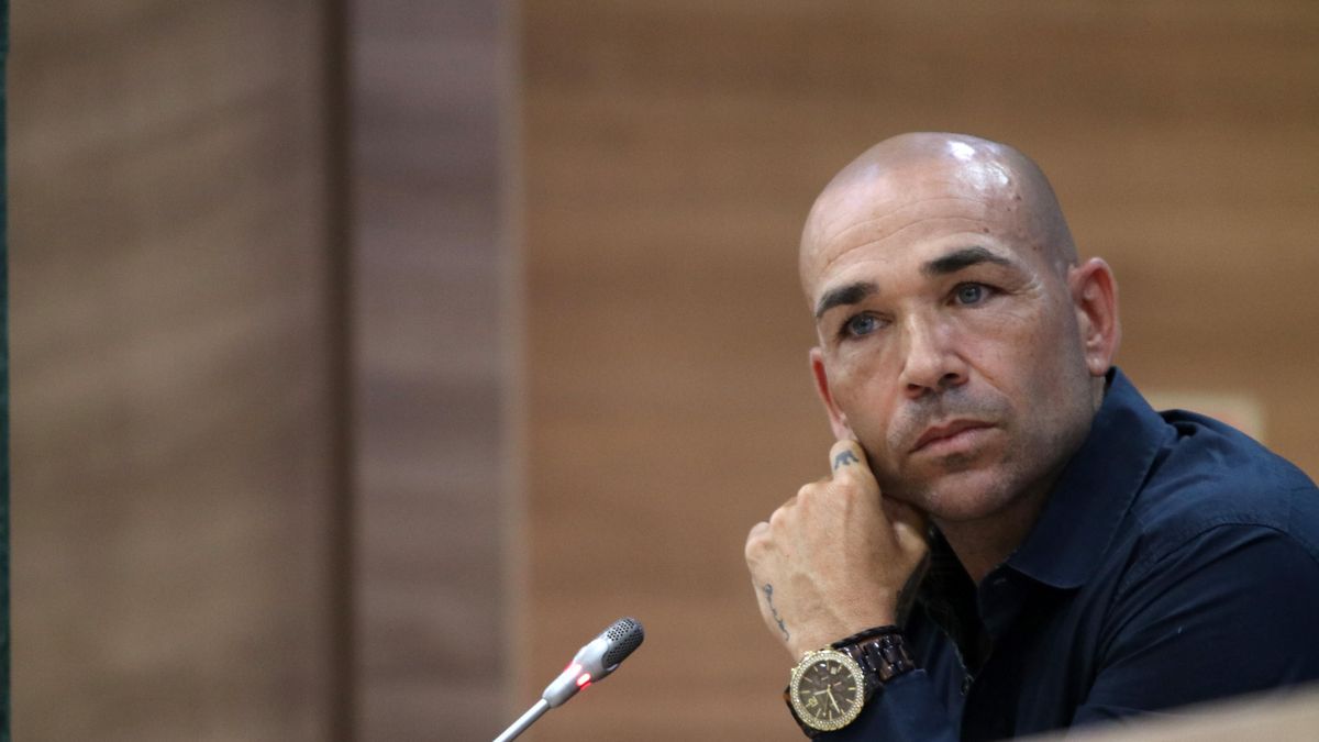 Manolo Gaspar, en la sala de prensa de La Rosaleda.