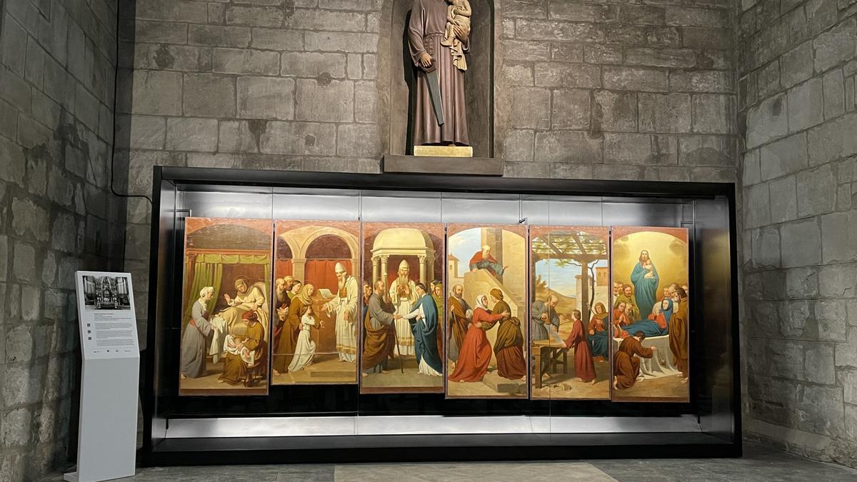 Les sis teles del retaule de l&#039;altar major del s. XIX ja estan exposades a la Catedral de Solsona