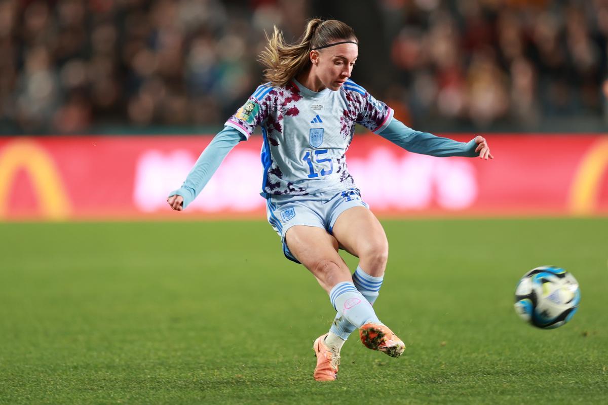 Auckland (New Zealand), 05/08/2023.- Eva Navarro of Spain in action during the FIFA Women’s World Cup 2023 Round of 16 soccer match between Switzerland and Spain at Eden Park in Auckland, New Zealand, 05 August 2023. (Mundial de Fútbol, Nueva Zelanda, España, Suiza) EFE/EPA/SHANE WENZLICK AUSTRALIA AND NEW ZEALAND OUT