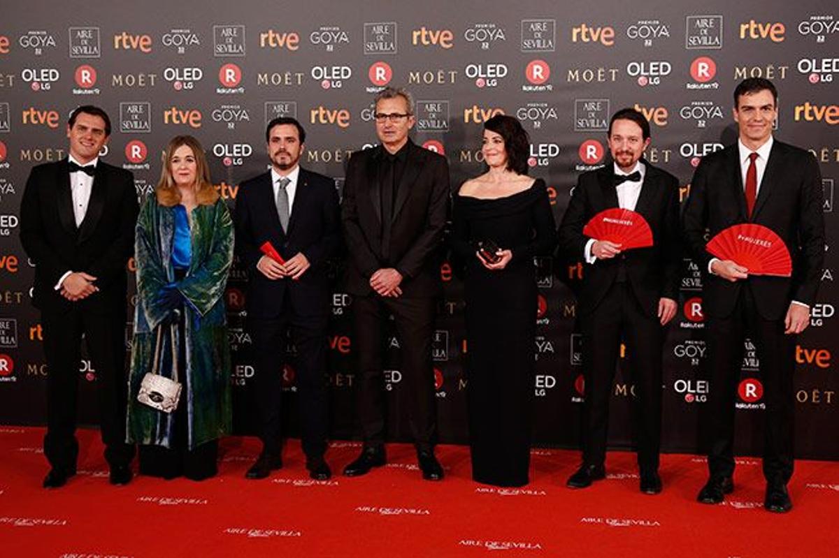 Premios Goya 2018, Albert Rivera, Alberto Garzón, Pablo Iglesias y Pedro Sánchez
