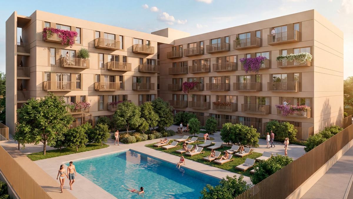 Recreación de una de las cinco parcelas de vivienda asequible en Cortijo Merino y Universidad