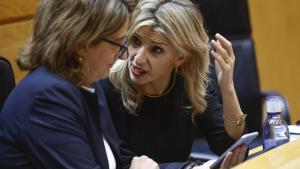 Teresa Ribera y Yolanda Díaz, en un plen del Congreso celebrado en el hemiciclo del Senado.