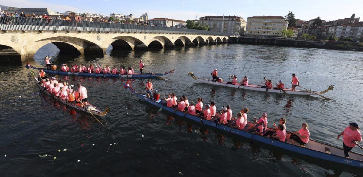Las embarcaciones junto al puente de O Burgo. | GUSTAVO SANTOS