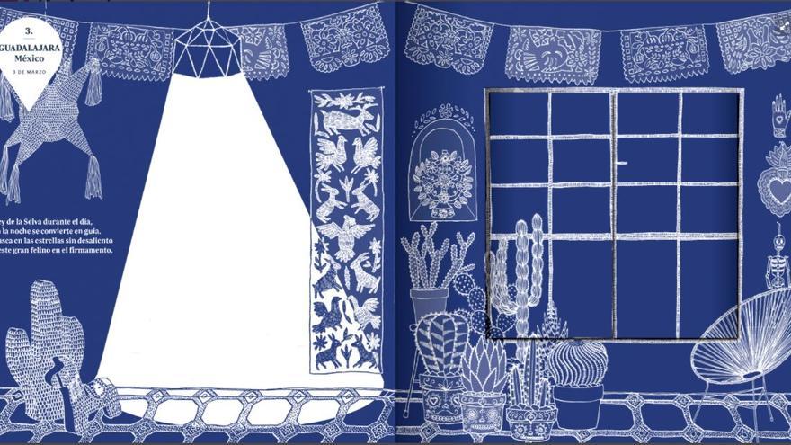 Blick in ein Zimmer in Mexiko: Eine liebevoll illustrierte Seite aus dem neuen Buch von Aina Bestard.