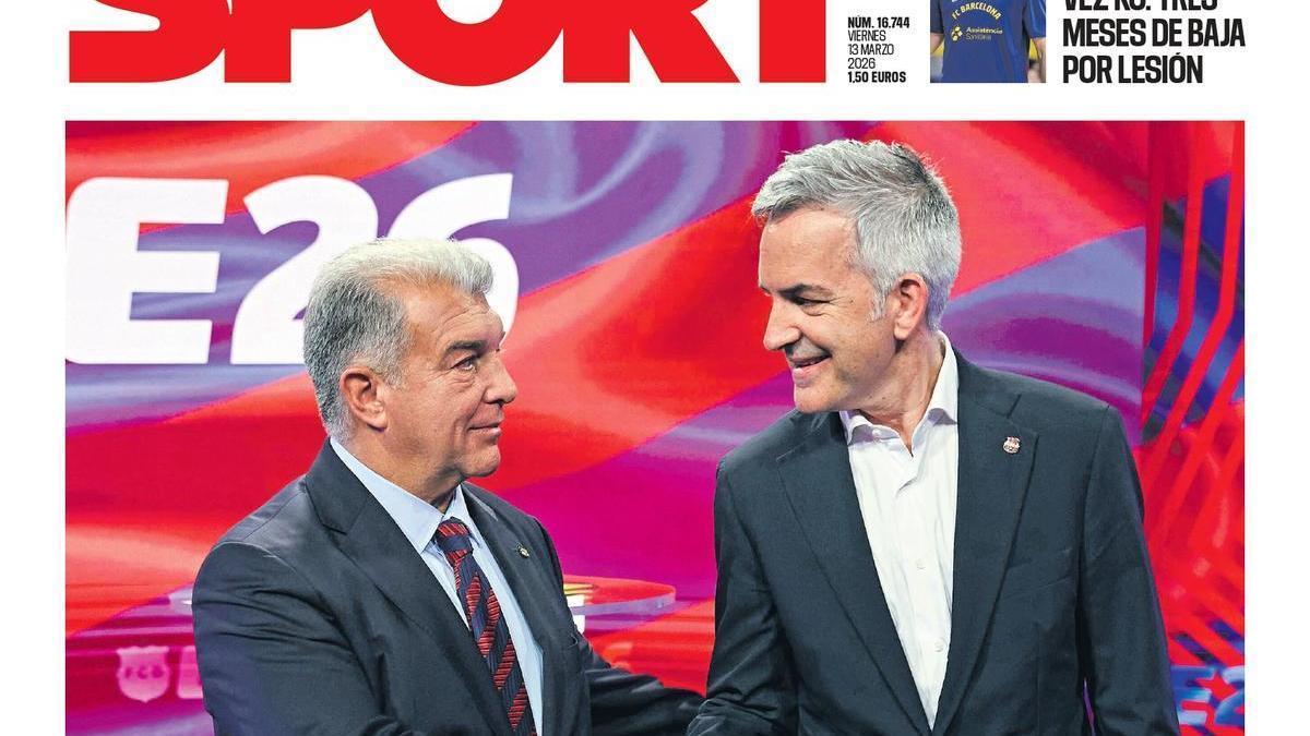 La portada de SPORT de hoy viernes, 13 de marzo de 2026
