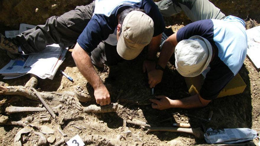 Voluntarios de la ARMH durante una exhumación. // FdV