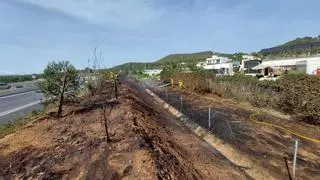 Incendio de rastrojos de una cuneta en la zona de Ca Na Negreta