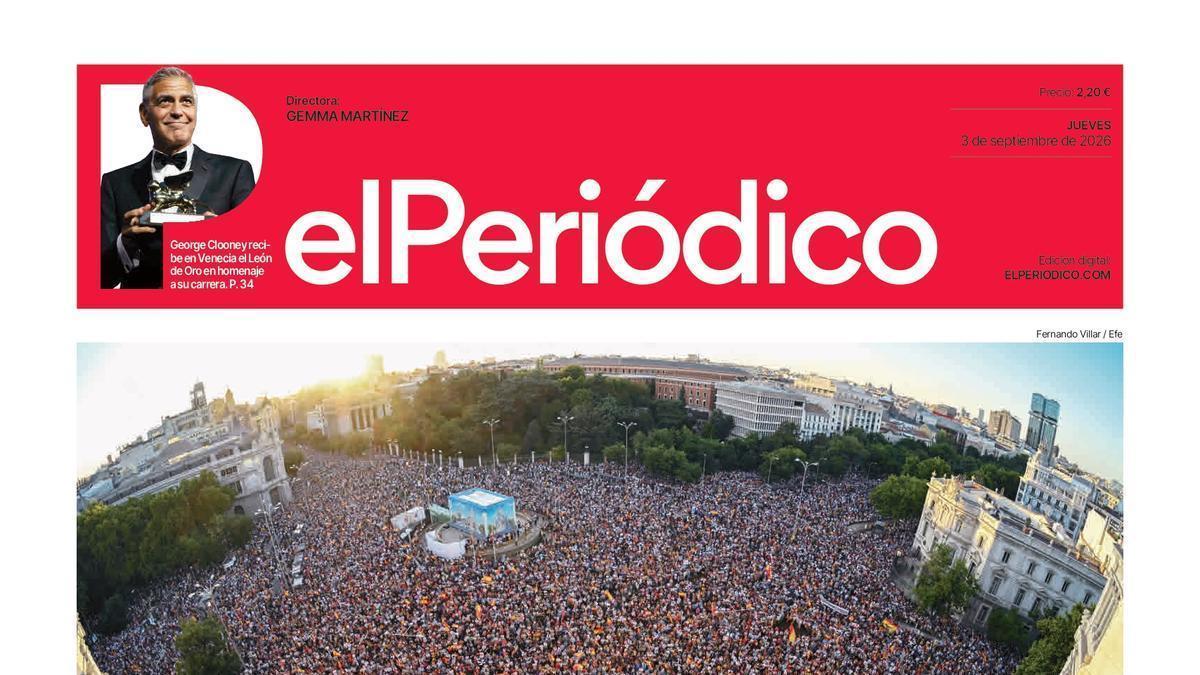 La portada de EL PERIÓDICO del 3 de septiembre de 2026