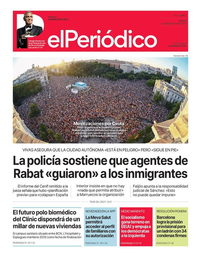 La portada de EL PERIÓDICO del 3 de septiembre de 2026