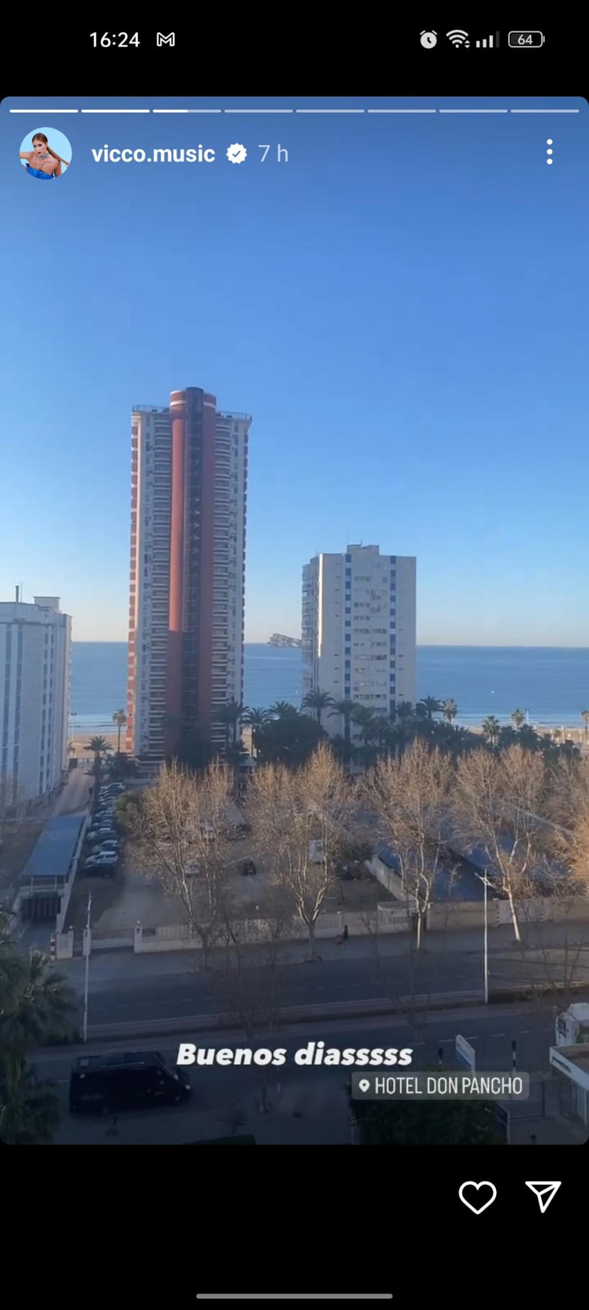 Una de las stories compartidas en Instagram por Vicco, la favorita del público para ganar el Benidorm Fest 2023.