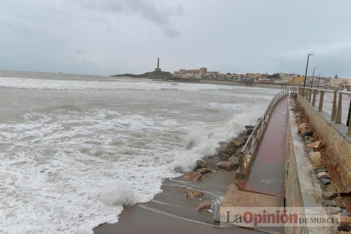 Temporal de lluvia y viento en La Manga y Cabo de