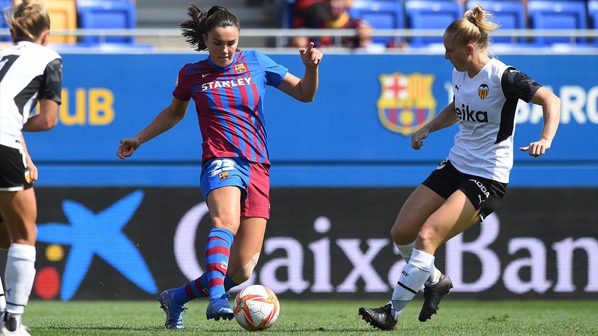 Ingrid Engen en el partido en el Johan Cruyff ante el Valencia