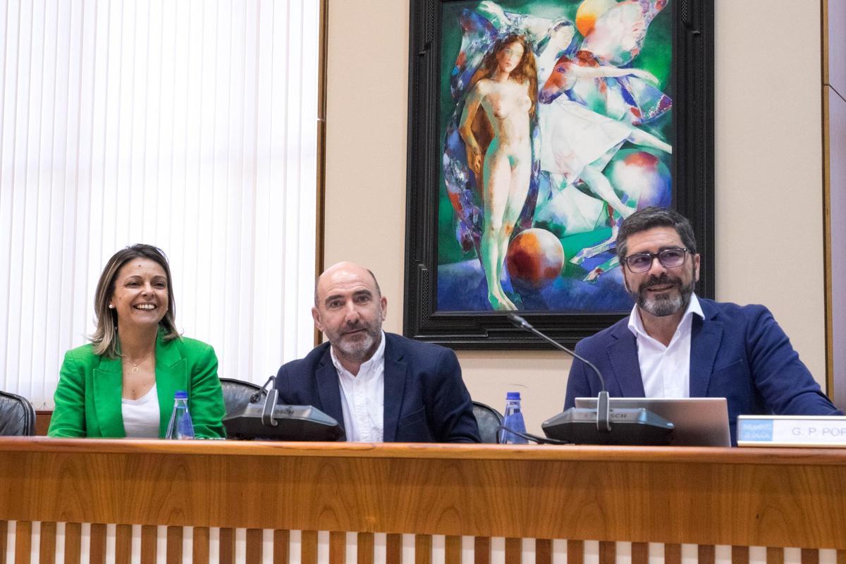 O deputado do PP, Ángel Rodríguez, no centro, no Parlamento