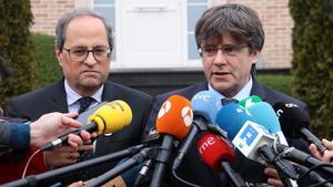 Quim Torra y Carles Puigdemont, en Waterloo.