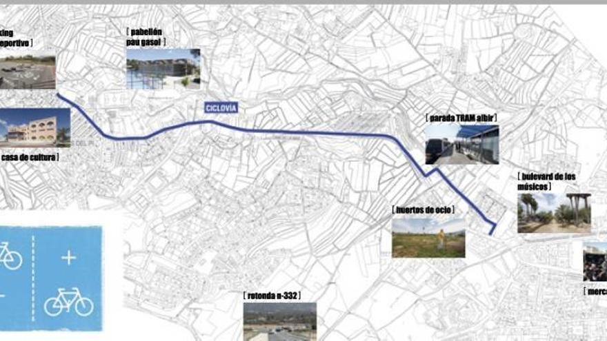 Trazado de la ciclovía que va a unir el casco urbano de l&#039;Alfàs con l&#039;Albir.