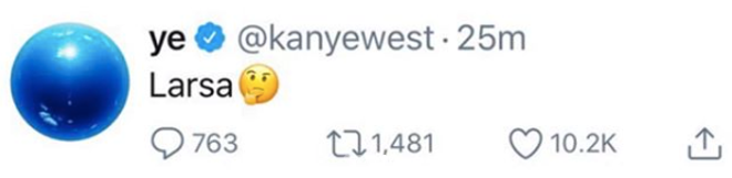 Tweet de Kanye West sobre Larsa Pippen