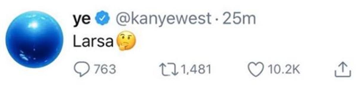 Tweet de Kanye West sobre Larsa Pippen