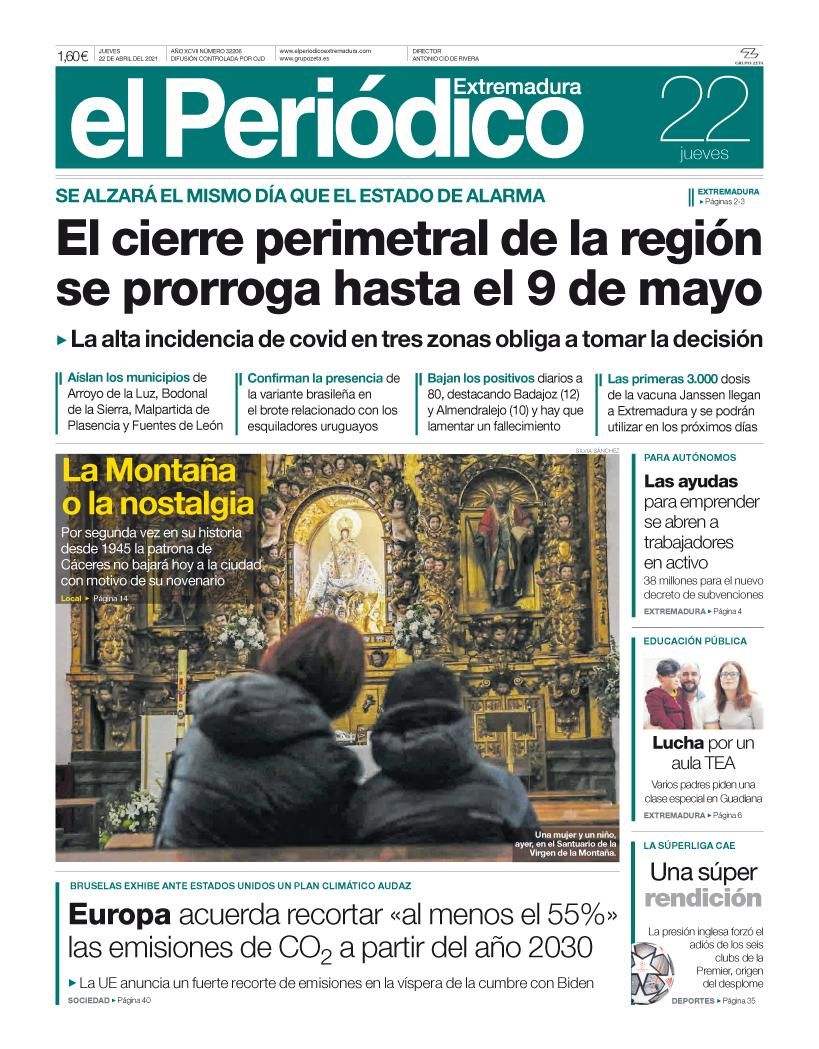 Consulta la portada correspondiente al día 22 de abril del 2021