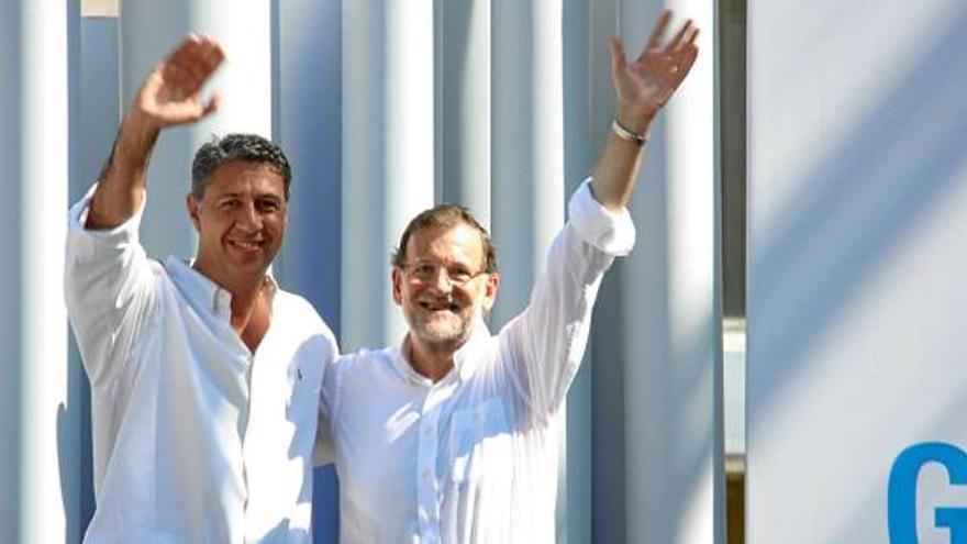 Mariano Rajoy i Xavier García Albiol durant l&#039;acte que van fer ahir a la ciutat de Badalona