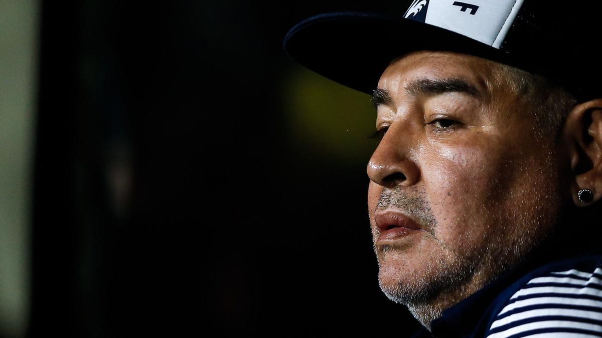 Diego Armando Maradona durante su etapa en Gimnasia meses antes de su muerte