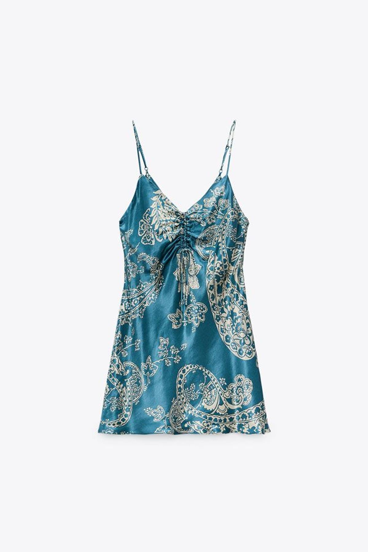 Vestido lencero de estampado paisley de Zara