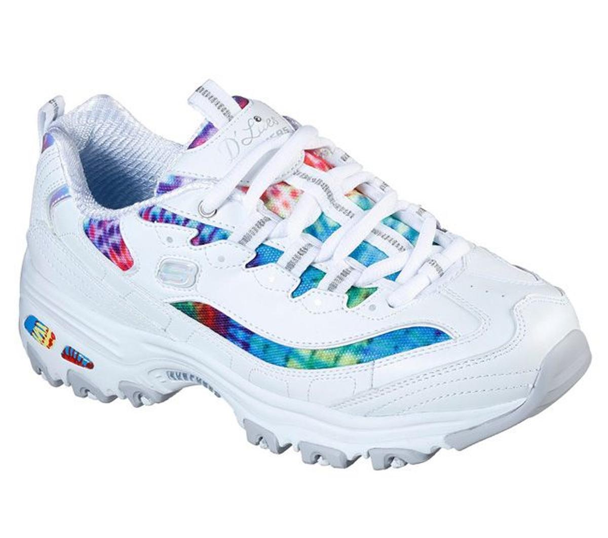 Zapatillas de piel con detalle multicolor, de Skechers