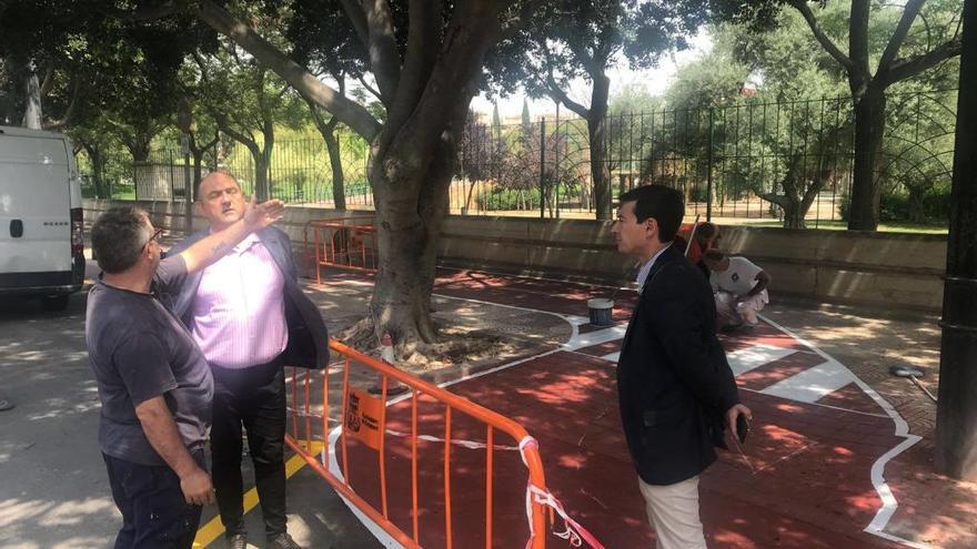 Visita del alcalde al nuevo carril bici.