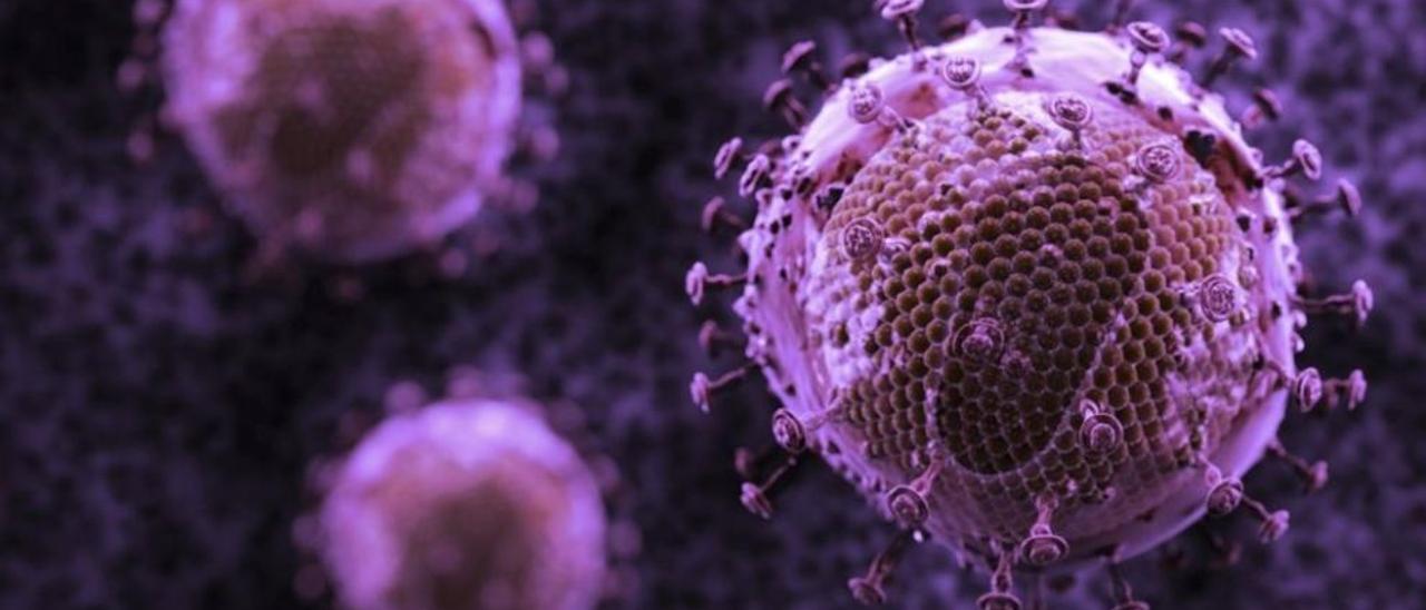 El virus del VIH visto a través de un microscopio.