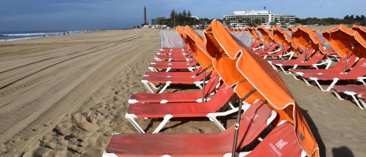 Hamacas en Playa de Maspalomas. | | YAIZA SOCORRO